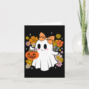 Happy Halloween Cute Ghost Vintage Floral Trick Or Card