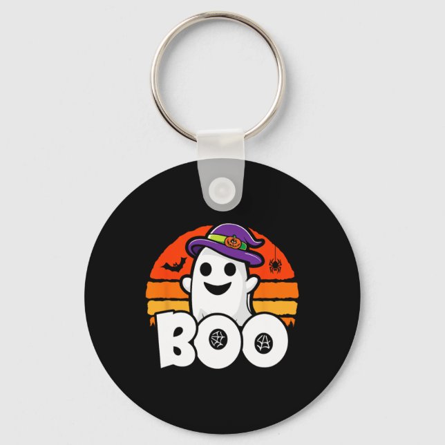 Happy Halloween - Cute Ghost Witch - Boo - Funny H Key Ring (Front)