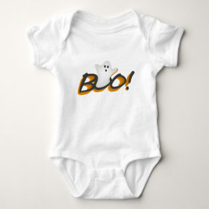 Happy Halloween Cute Ghost Word BOO! Baby Bodysuit