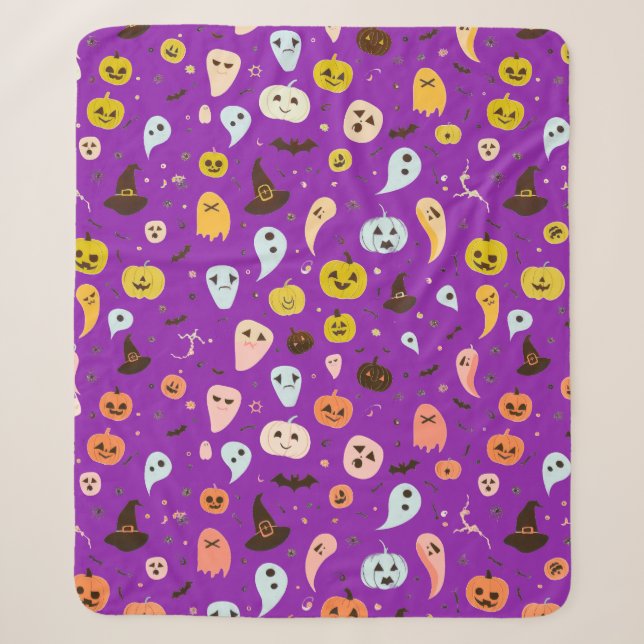 Happy Halloween Cute Ghosts Sherpa Blanket (Front)