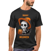 Happy Halloween Cute Kawaii Skeleton & Pumpkin