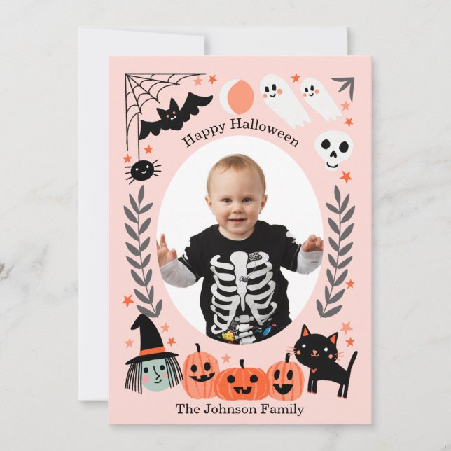 Happy Halloween cute kids photo card (Front)