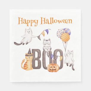 Happy Halloween CUTE KITTENS & BOO Napkin