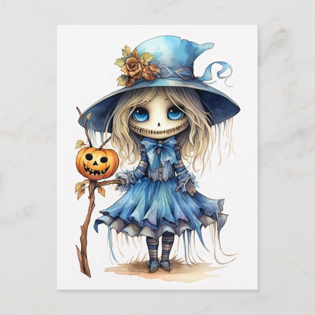 Happy Halloween | Cute Little Witch Postcard (Front)