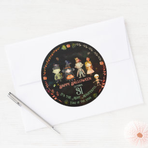 Happy Halloween Cute Monsters Party Classic Round Sticker