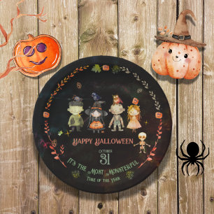 Happy Halloween Cute Monsters Party Paper Plate