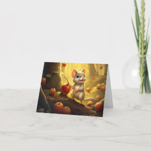 Happy Halloween Cute Mouse and Pumpkins Card