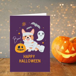 Happy Halloween Cute Mummy Dog Card