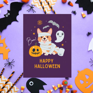 Happy Halloween Cute Mummy Dog Postcard