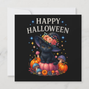 Happy Halloween Cute Pumpkin Cat Greetings Card