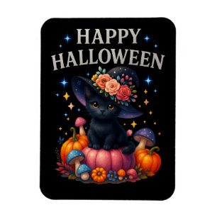Happy Halloween Cute Pumpkin Cat Magnet