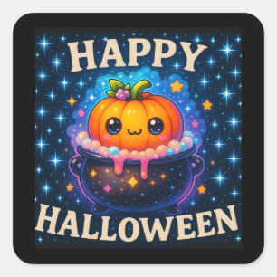 Happy Halloween Cute Pumpkin Cauldron Stickers