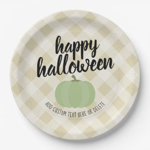 Happy Halloween - Cute Pumpkin Farmhouse Colors Paper Plate