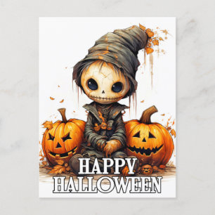 Happy Halloween Cute Pumpkin Fiend Postcard