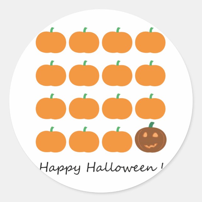 Happy Halloween Cute Pumpkin Patch Classic Round Sticker (Front)