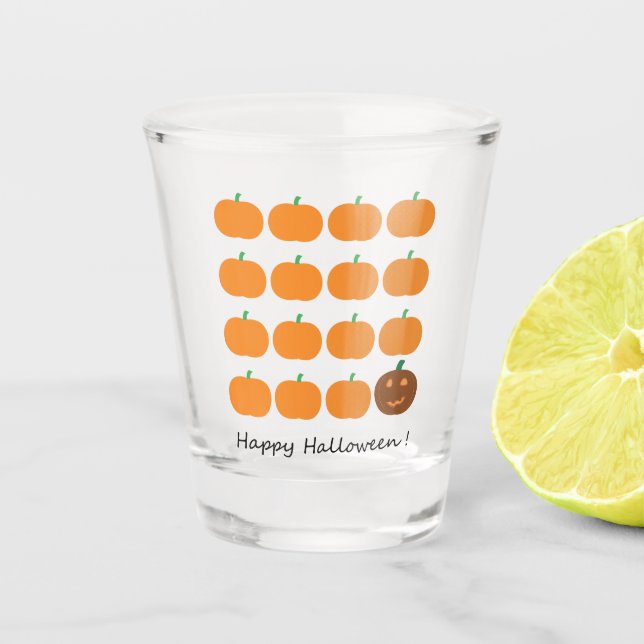 Happy Halloween Cute Pumpkin Patch Shot Glass (Front)