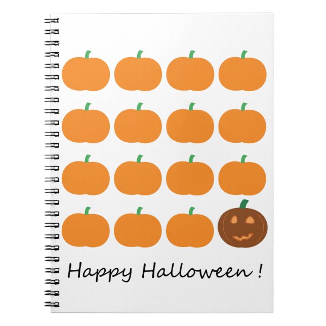 Happy Halloween Cute Pumpkin Patch Spiral Notebook (Front)