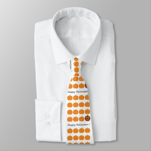 Happy Halloween Cute Pumpkin Patch Tie (Tied)