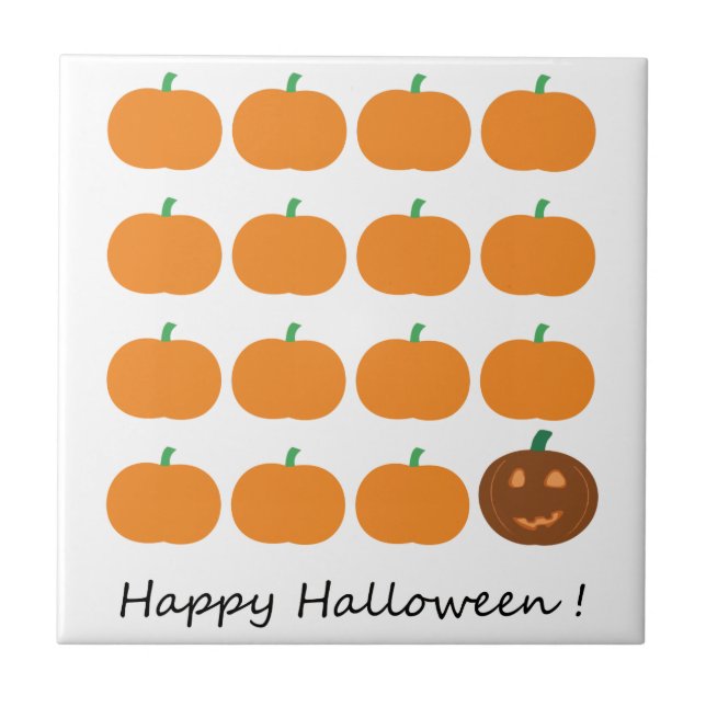 Happy Halloween Cute Pumpkin Patch Tile (Front)