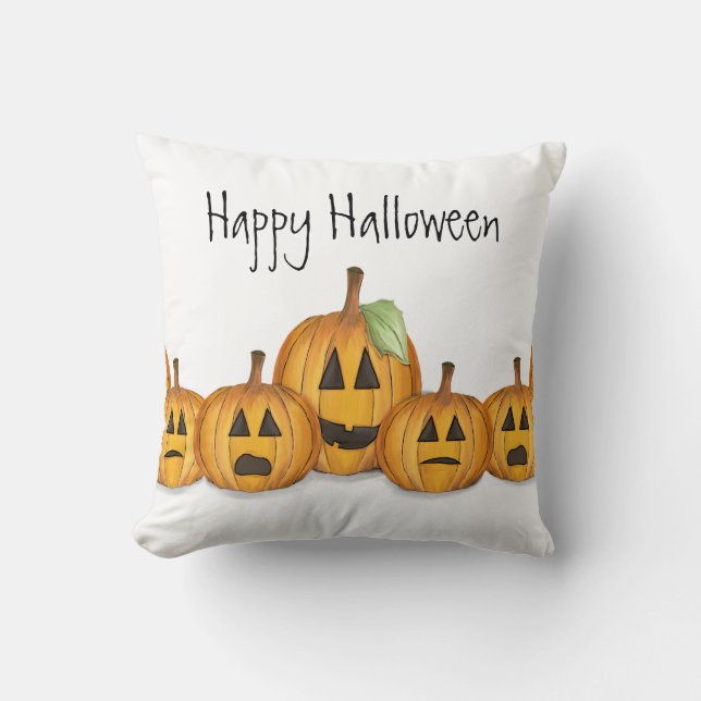 Happy Halloween Cute Simple Pumpkins  Cushion (Front)