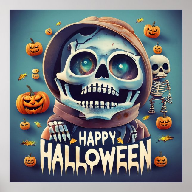 Happy Halloween! Cute skeleton Poster (Front)