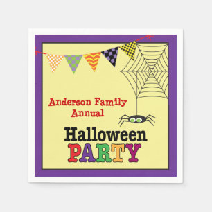 Happy Halloween Cute Spider & Web Colourful Napkin