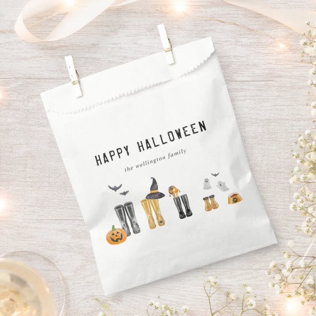 Happy Halloween Cute Spooky Watercolor Family Favour Bags (Clipped)
