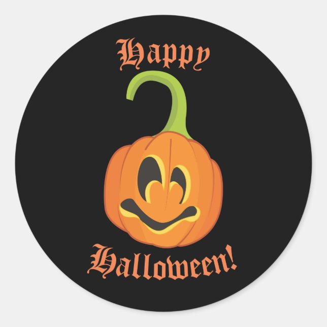 Happy Halloween Cute Whimsical Pumpkin Treat Favou Classic Round Sticker (Front)