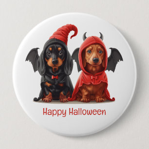 Happy Halloween Dachshund Dogs Devil Bat 10 Cm Round Badge