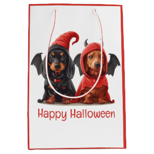 Happy Halloween Dachshund Dogs Devil Bat Medium Gift Bag