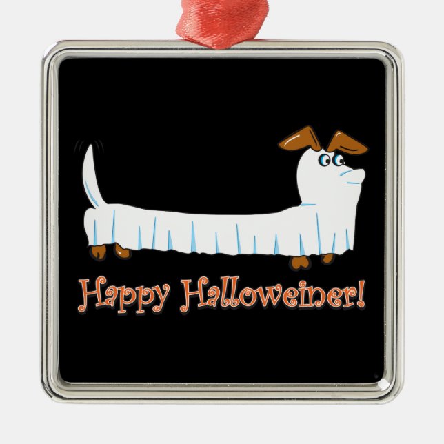 Happy Halloween Dachshund Metal Tree Decoration (Front)