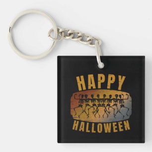 HAPPY HALLOWEEN DANCING SKELETON KEY RING