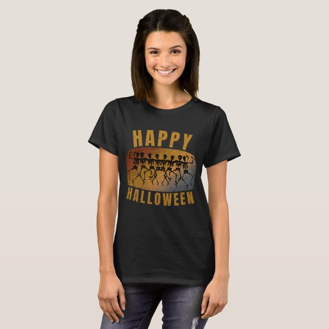 HAPPY HALLOWEEN DANCING SKELETON T-Shirt (Front Full)