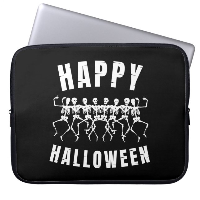 HAPPY HALLOWEEN DANCING SKELETONS LAPTOP SLEEVE (Front)