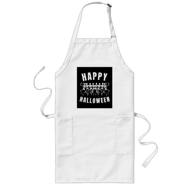 HAPPY HALLOWEEN DANCING SKELETONS LONG APRON (Front)