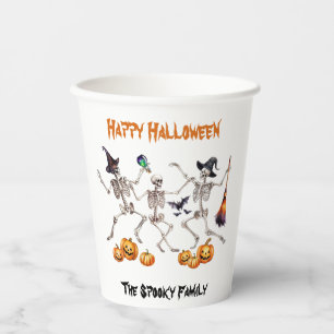 Happy Halloween Dancing Skeletons Paper Cups