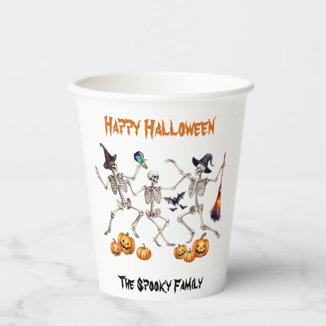Happy Halloween Dancing Skeletons Paper Cups (Front)