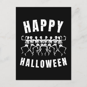HAPPY HALLOWEEN DANCING SKELETONS POSTCARD