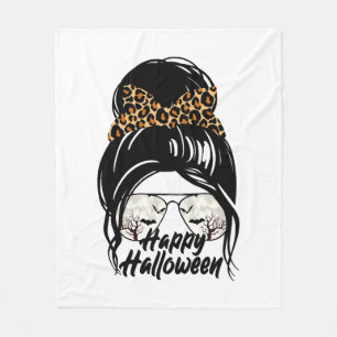 Happy Halloween Day 2021 Halloween Leopard Mum Fleece Blanket