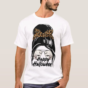 Happy Halloween Day 2021 Halloween Leopard Mum T-Shirt