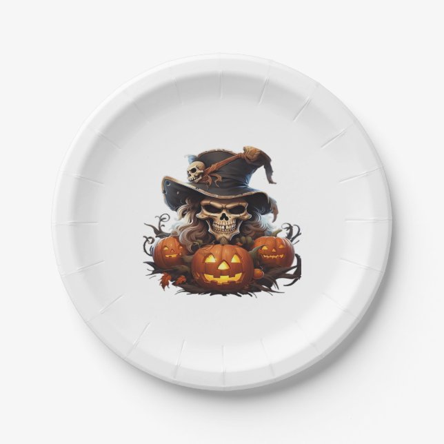 Happy Halloween Day - Funny Halloween Classic T-Sh Paper Plate (Front)