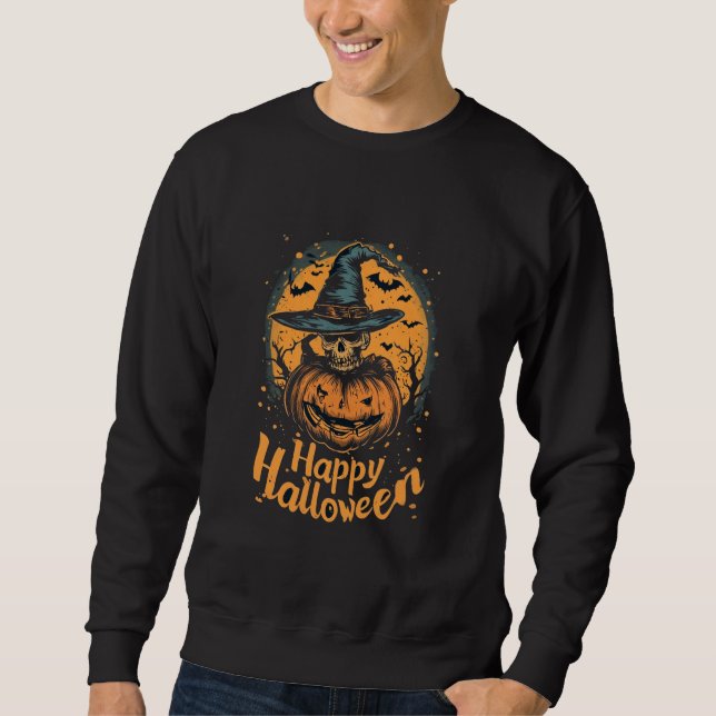 Happy Halloween Design on a Black Sweatshirt (Front)