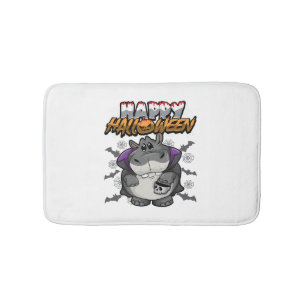 Happy Halloween Disguised Hippopotamus Bath Mat