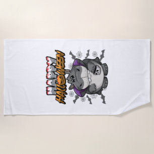 Happy Halloween Disguised Hippopotamus Beach Towel