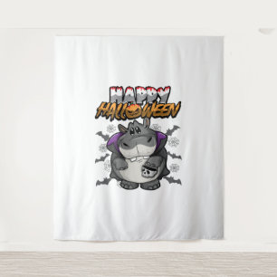 Happy Halloween Disguised Hippopotamus Tapestry