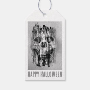 Happy Halloween. Distressed skull Gift Tags