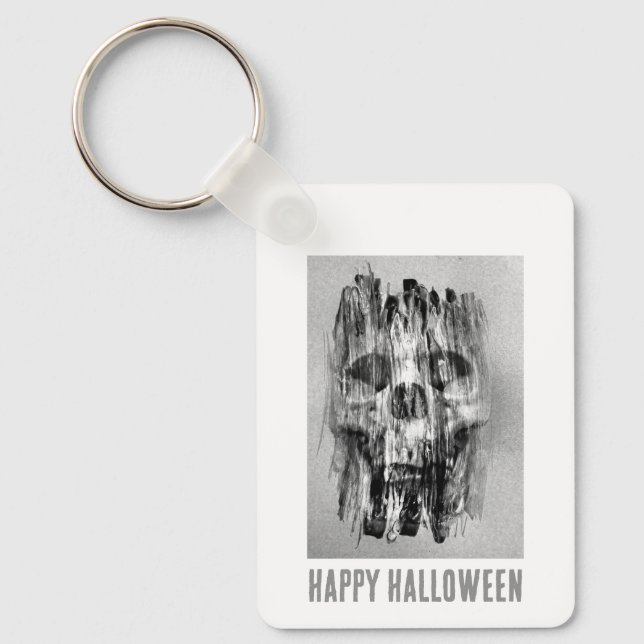 Happy Halloween. Distressed skull Key Ring (Front)