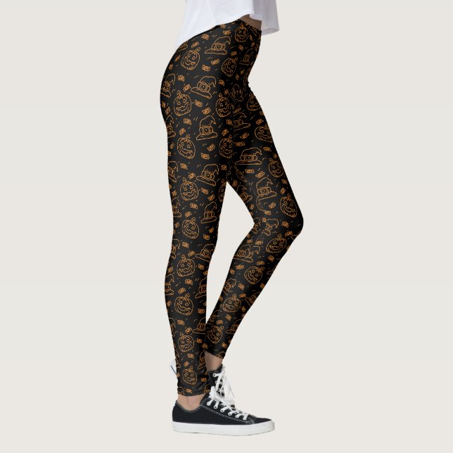 Happy Halloween Ditzy Pattern | Leggings (Right)