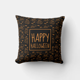 Happy Halloween Ditzy Pattern Throw Pillow