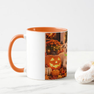 Happy Halloween Dog and Jack-o'-Lantern Mug